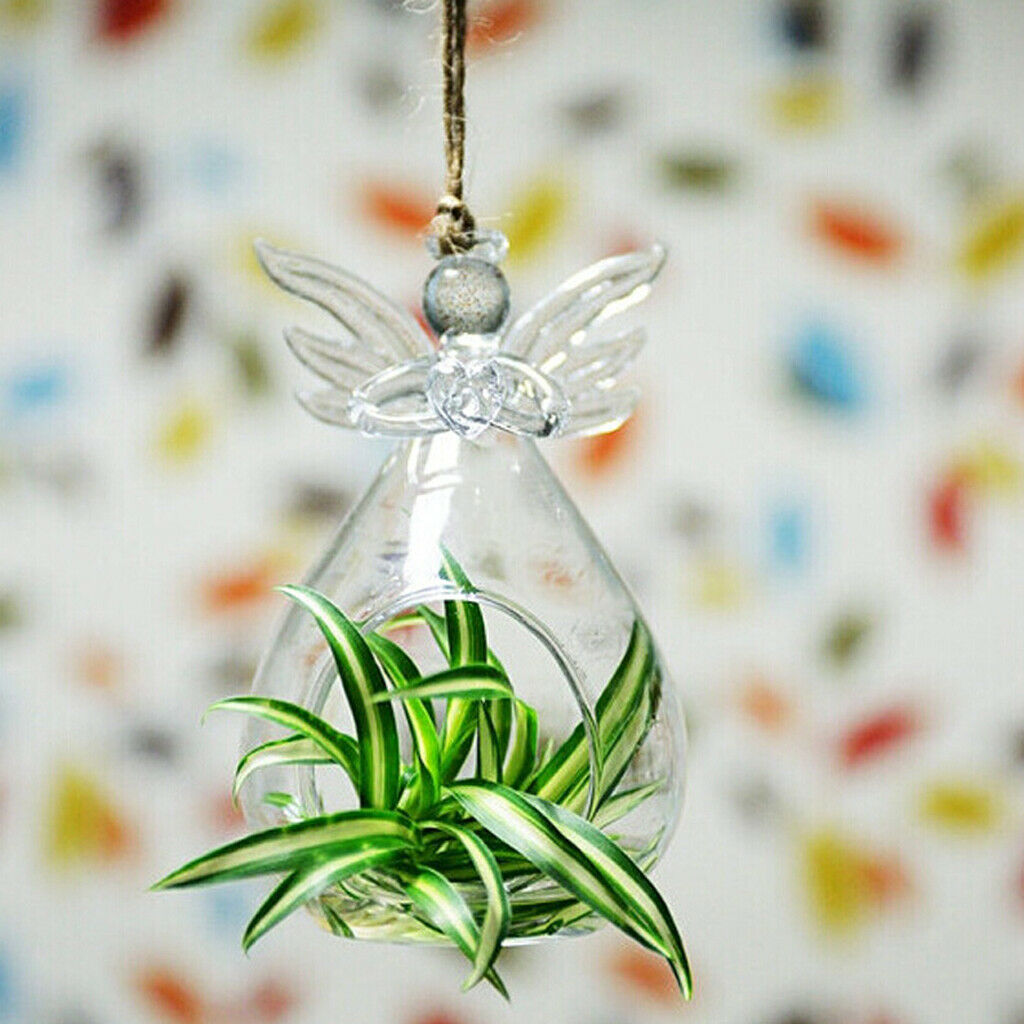 Angel Wing Glass Tea Light Candle Holder Cactus Planter Vase Terrarium Decor