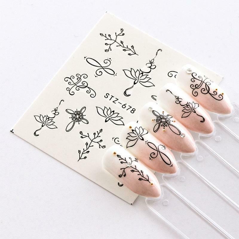 Nail Art Stickers Water Transfer DIY Nail Decals Butterfly Flowers Feathers