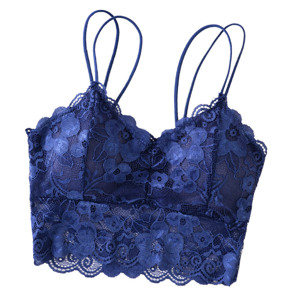 4 Pcs Full Lace Padded Bralette Spaghetti Strap Lace Bra Bustier Crop Top