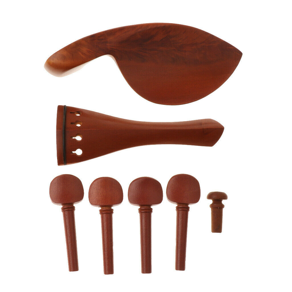 3/4 Jujube Violin Chinrest Tailpiece Tuning Peg End Pin for Violin Fiddle