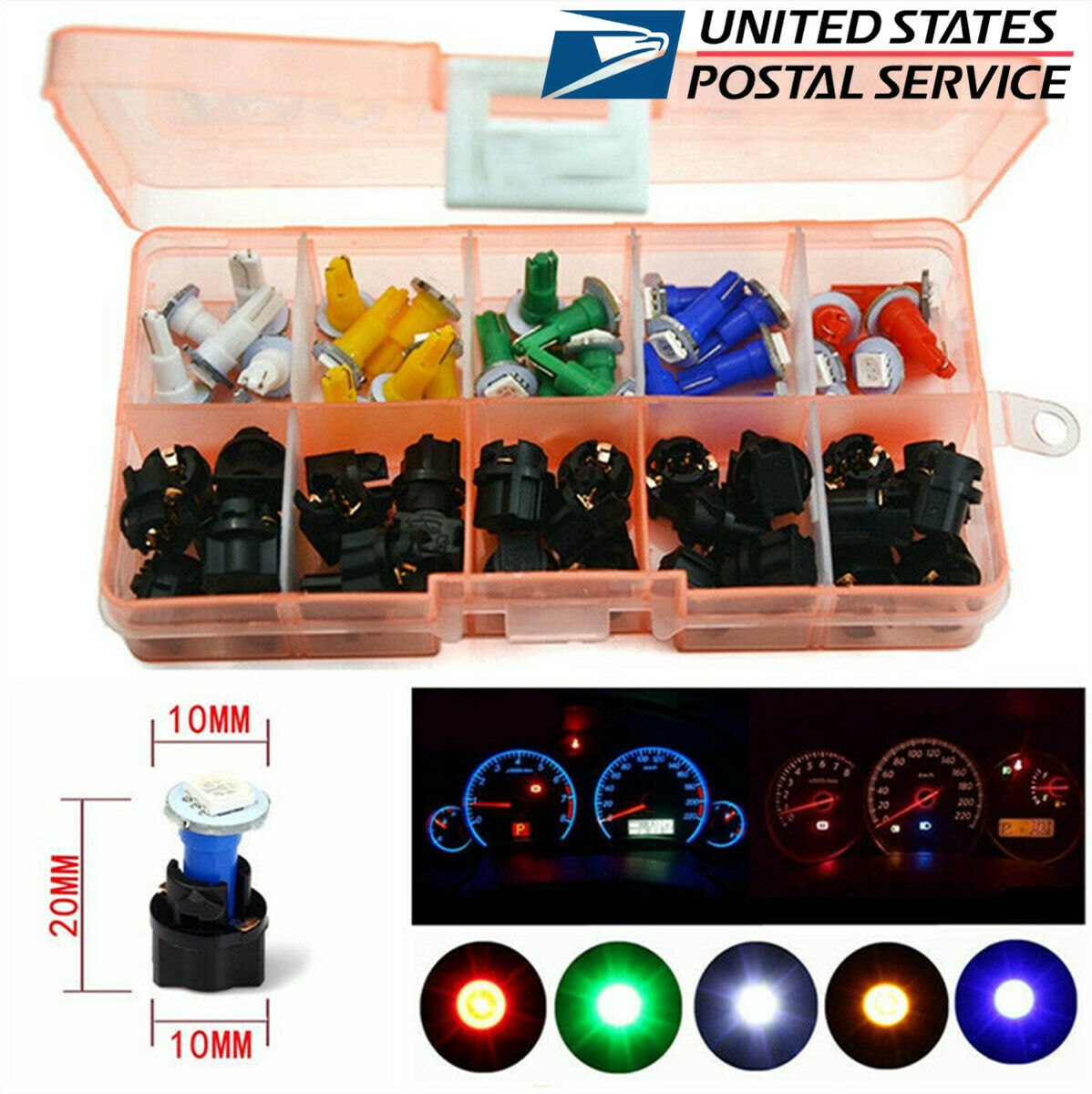 DC 12V 30 Pcs 5-colors Instrument Panel /Dashboard Light 5050SMD LED T5 Socket
