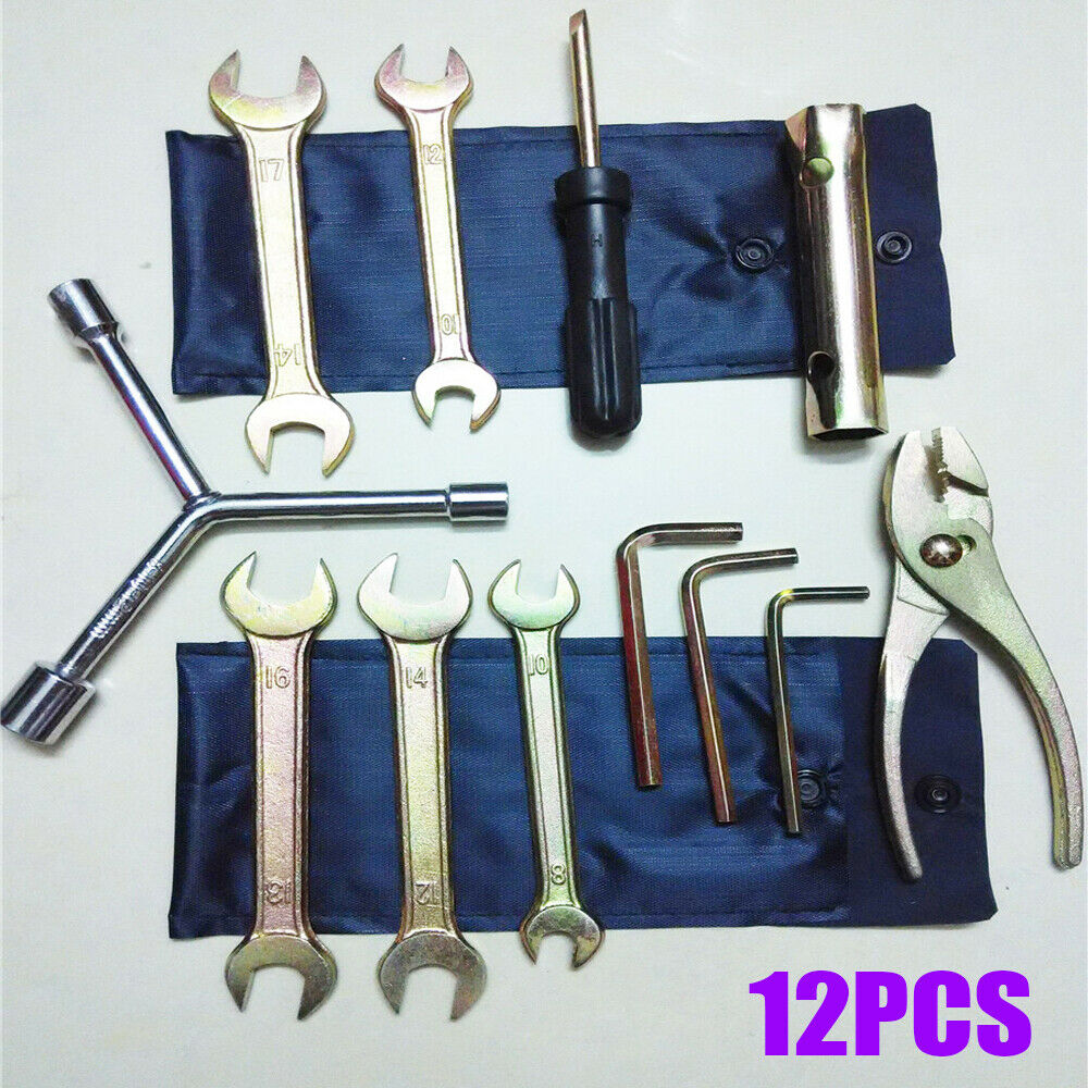 12x Motorcycle Spark Plug Spanner Wrench Socket Tool Universal Repair Tool Kit