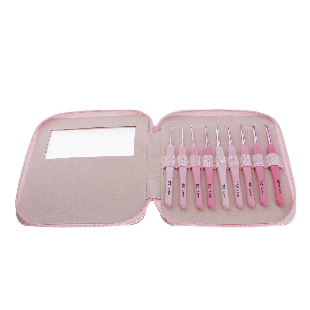 9pcs Crochet Hooks Set Needles Weave Yarn Stitches Knitting Tool with Case
