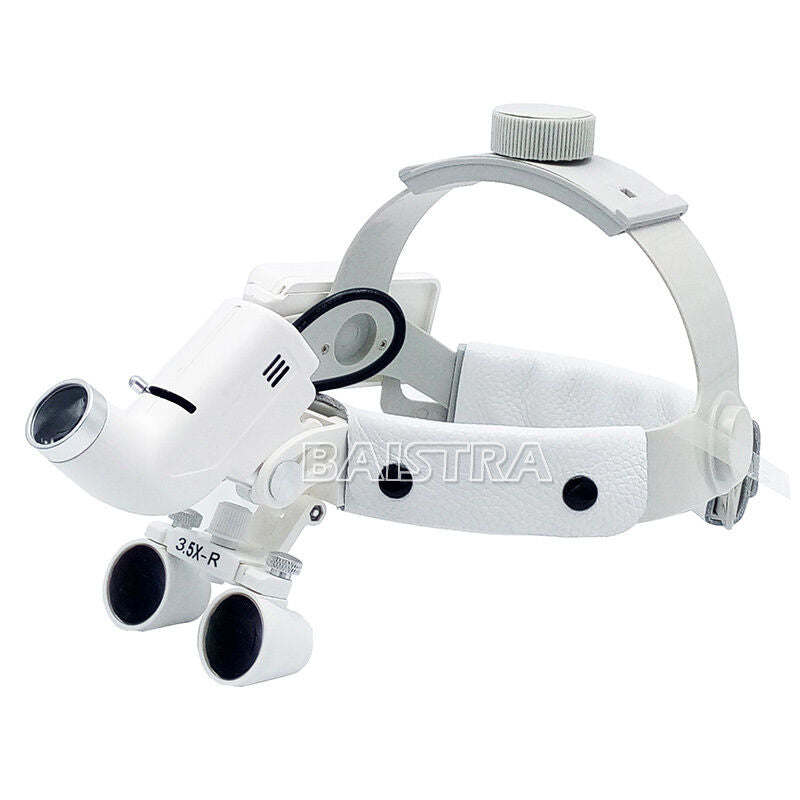 3.5X Dental Surgical Headband Medical LED Light Binocular Loupes DY-106 White