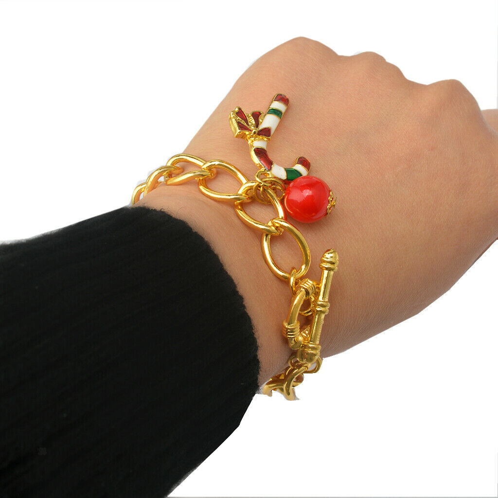 Enamel Charms Bead Christmas Bracelet Chain Bangle Xmas Festival Girls Gift