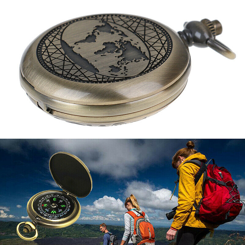 Retro Pocket Watch Compass Outdoor Tools Hiking Adventure Camping Equipme,nJ XC