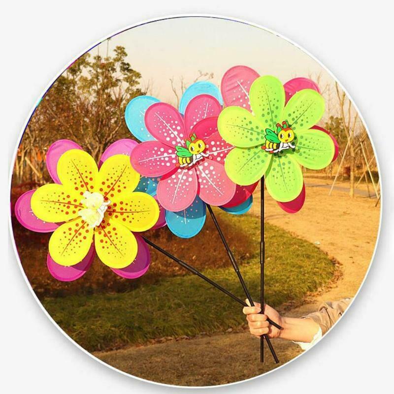 1PC Double Layer Wind Spinners Sunflower Lawn Pinwheels Windmill Garden Decor