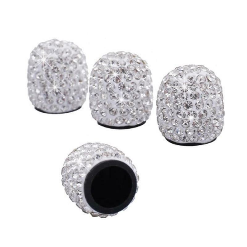 Crystal Rhinestone Universal Tire Valve Dust Caps Set of 4 Air-tight Leak-proof