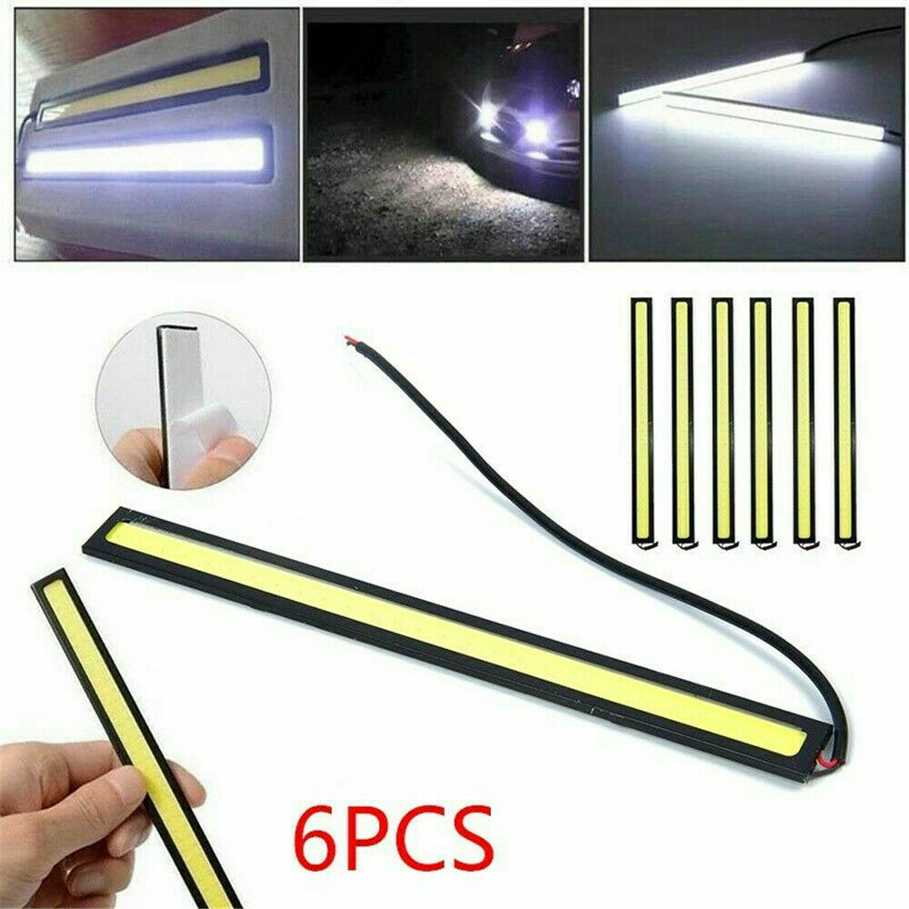 6x 12V LED Strip DRL Daytime Running Lights For COB Car Lamps White Day Driving