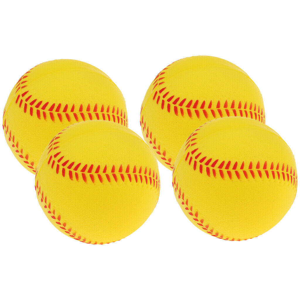 4x Soft Training Baseball Softball Kids Team Game Playing Bouncy Ball Yellow