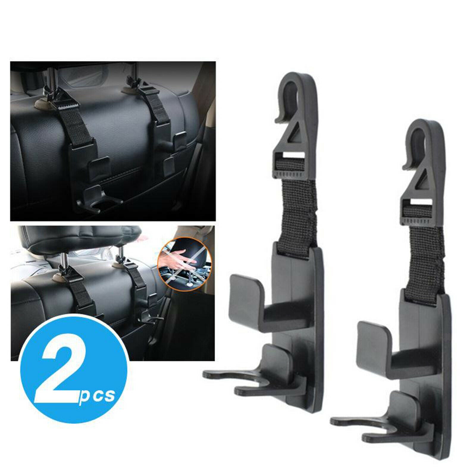 2pcs Black SUV Auto Car Seat Hook Purse Hanging Holder Clip for Grocery Bags
