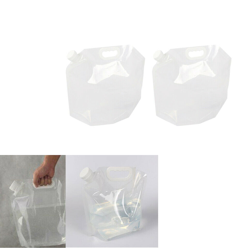 2Pcs Clear 10L Folding Water Tank Bag for Sport BPA Free Plastic Storage Jug