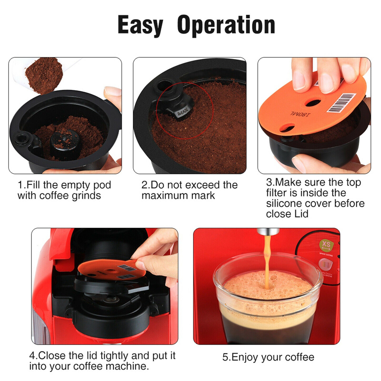 Washable Reusable Coffee Capsule Pod for Bosch   Coffee Maker 180ml