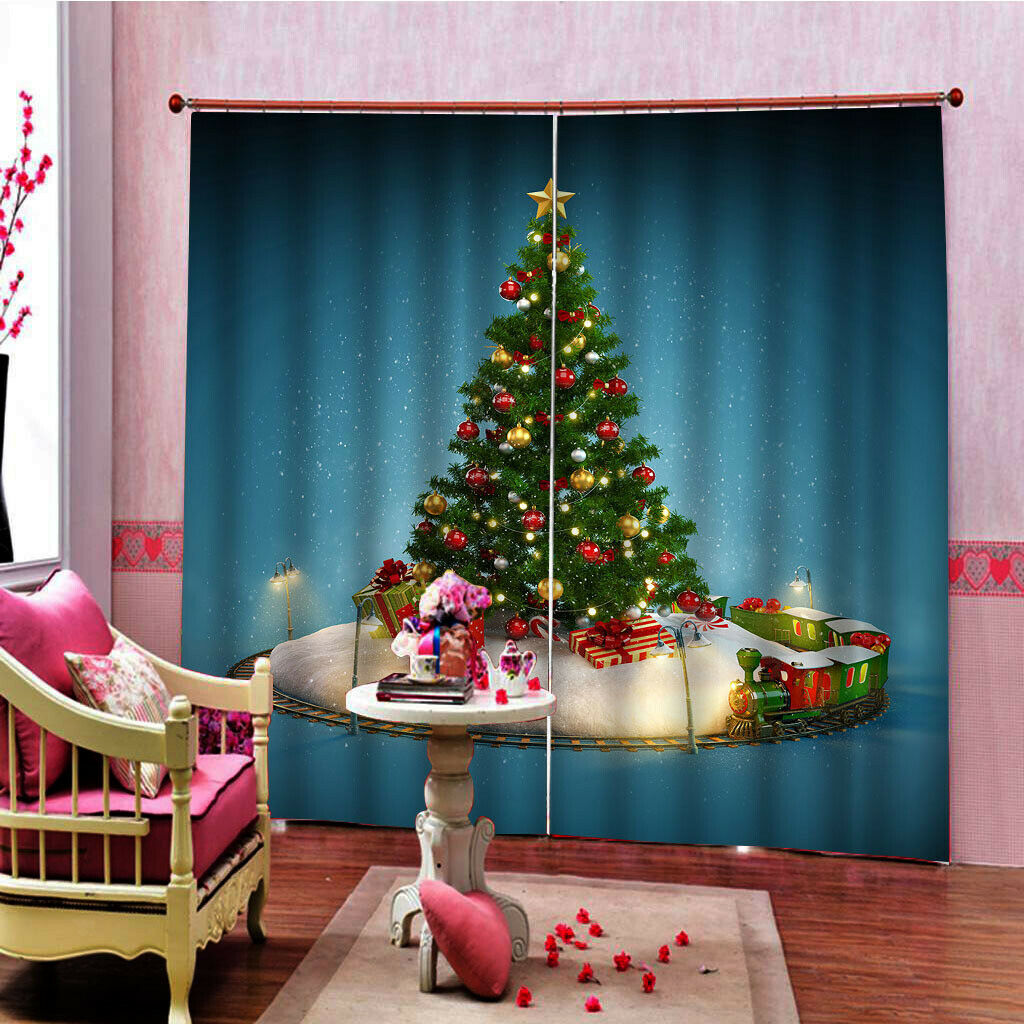 Christmas Pattern Living Room Bedroom Window Drapes For Home Kids Room Decor