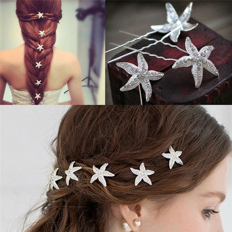 6pcs Girl Starfish Braid  Hairpin Headdress Wedding Party Hair Accessorie.l8