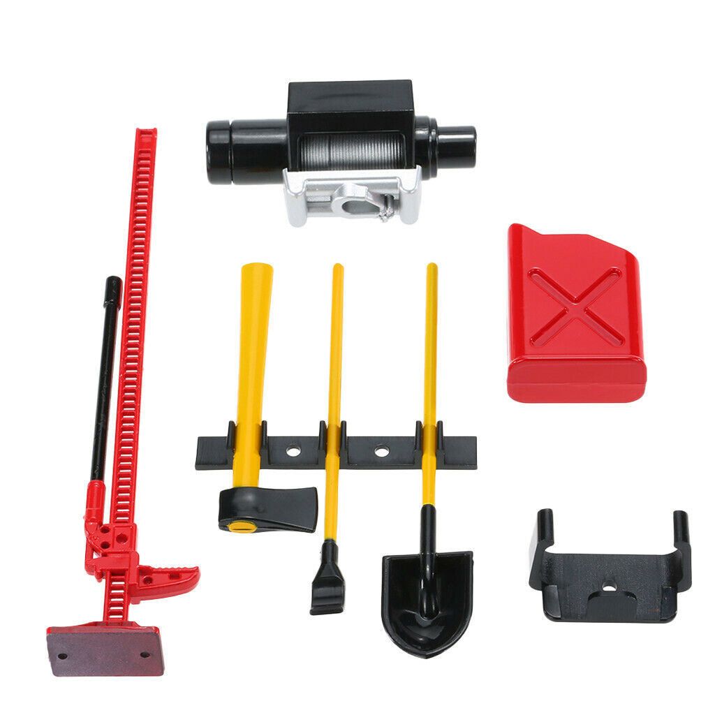 1/10 RC Crawler Car Roof Rack Cool Decor Accessories Tools Set red+yellow