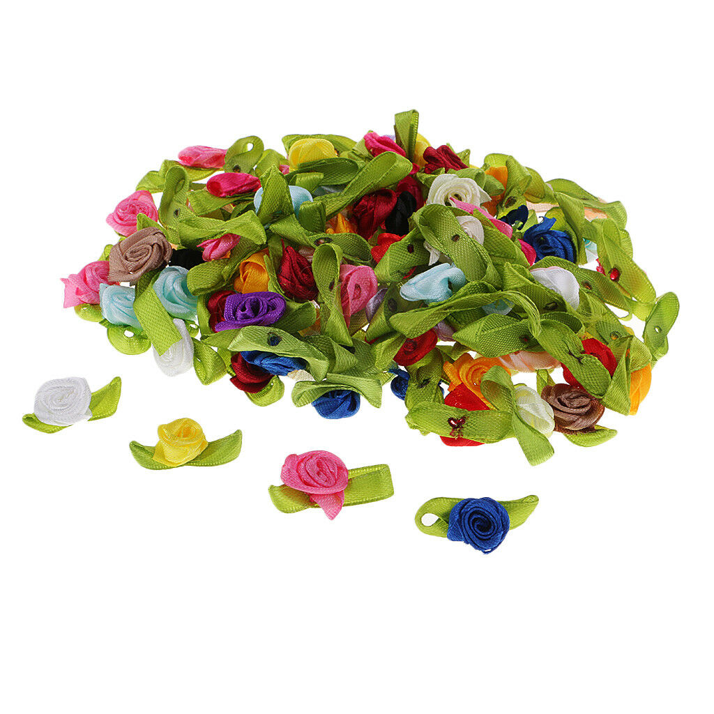 100pcs Artificial Silk Rose Flower Head Card Making Scrapbook Embellishment