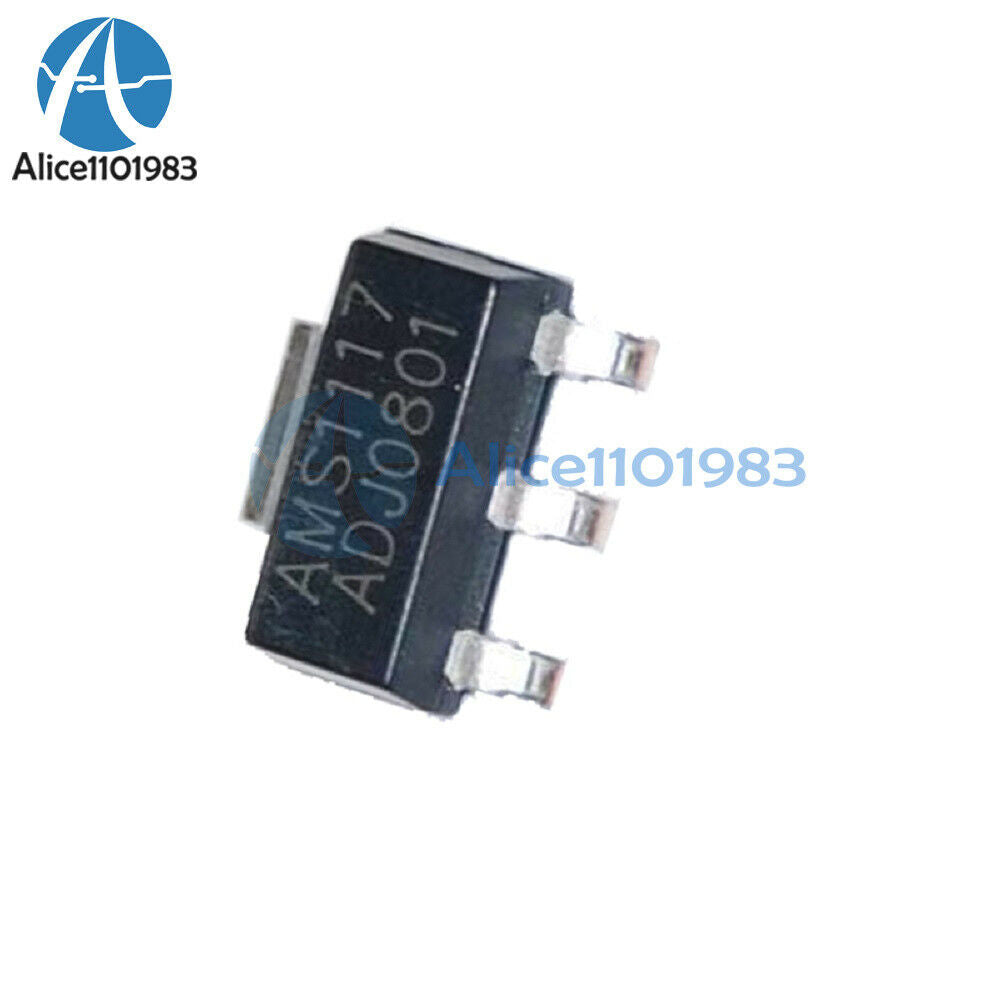 100PCS AMS1117-ADJ LM1117-ADJ AMS1117 LM1117 IC 1A Voltage Regulator SOT-223