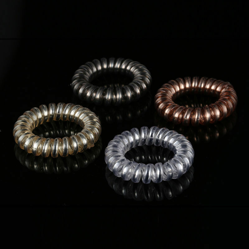 12Pcs Rubber Telephone Wire Hair Ties Spiral Hair Head Elastic Bands HOT