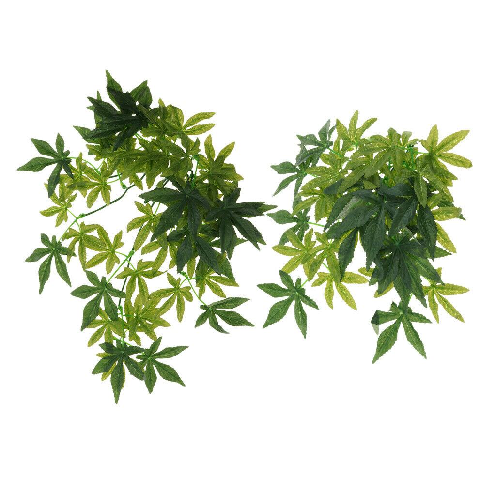 2 Pieces Small Animal Bend a Branch Leaves Ivy Vine Pet Reptile