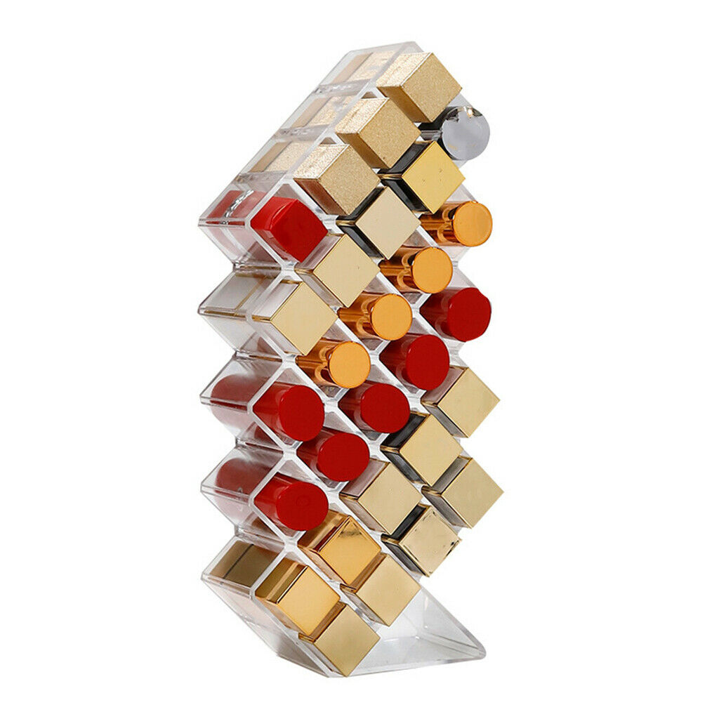 16 Plaid Refillable Display Holder Lipstick Rack Storage Box Organizer