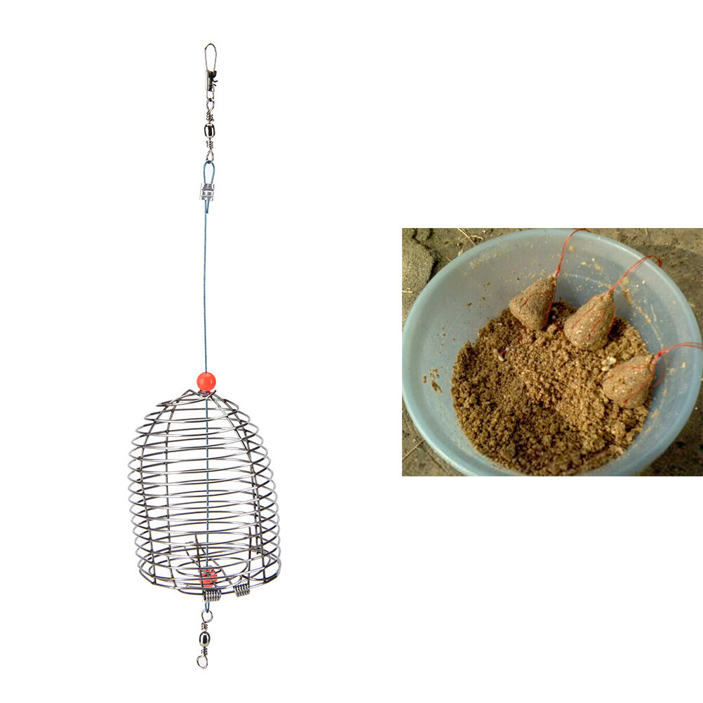 Cage Fishing Trap Basket Feeder Holder Stainless Steel Wire Fishing Lur.l8