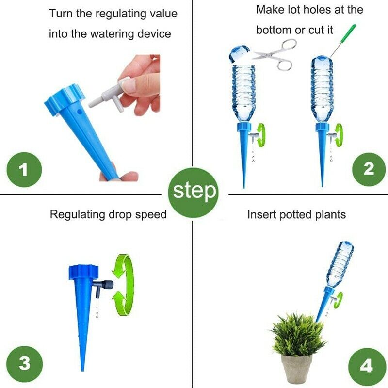 2X(12-Piece Plant Waterer Self-Wate Plant Automatic Wate Nail System S5D1)