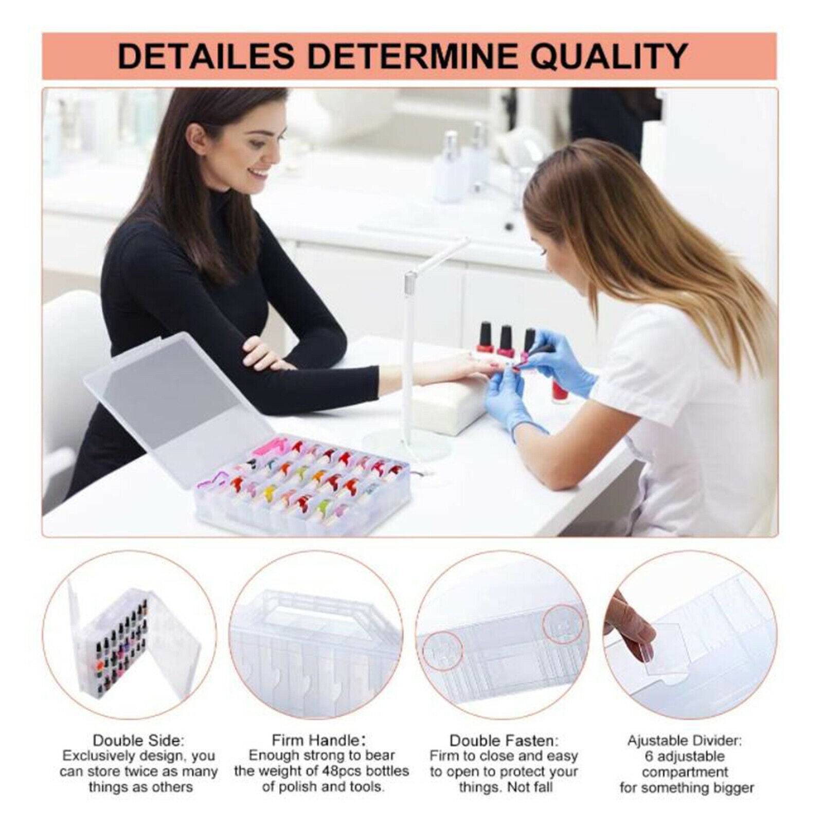Multi-function Nail Polish Case Storage Caddy for 30 Bottles Dust-proof