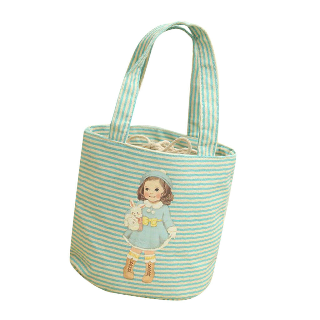 Canvas Lunch Bag Insulated Lunch Tote Soft Bento Cooler Bag Container Blue