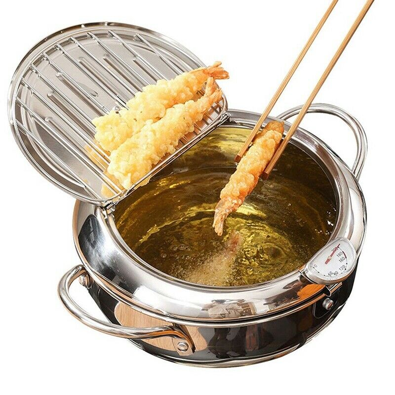 Tempura Deep Fryer, Stainless Steel Deep Frying Pan, Temperature Control ChiM2N3