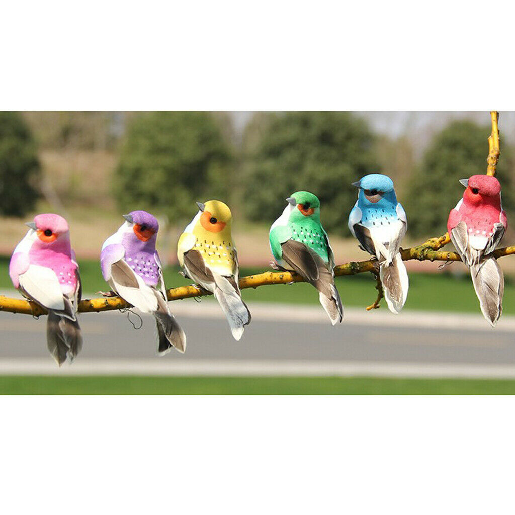 12x Colourful Artificial Foam Birds DIY Craft Garden Ornaments Party Decor