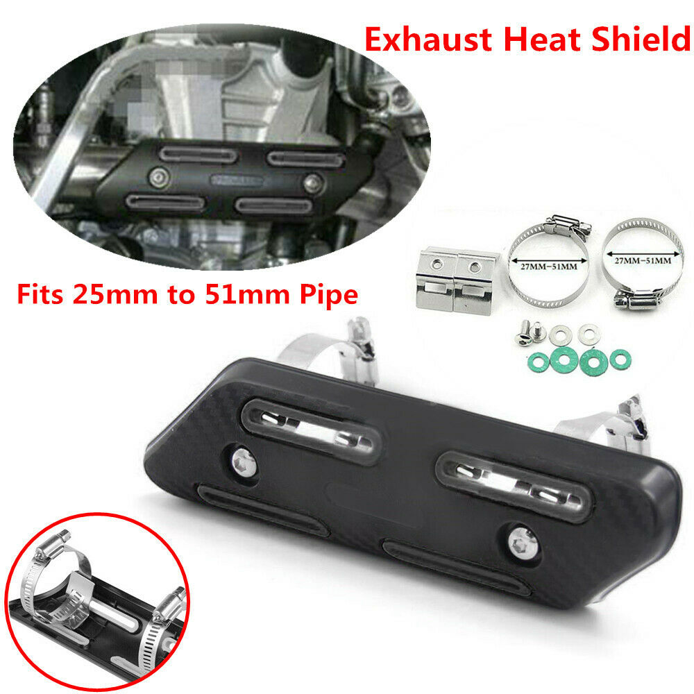 Motorcycle 25-51mm Exhaust Pipe Carbon Fiber Look Cover Protector Heat Resistant