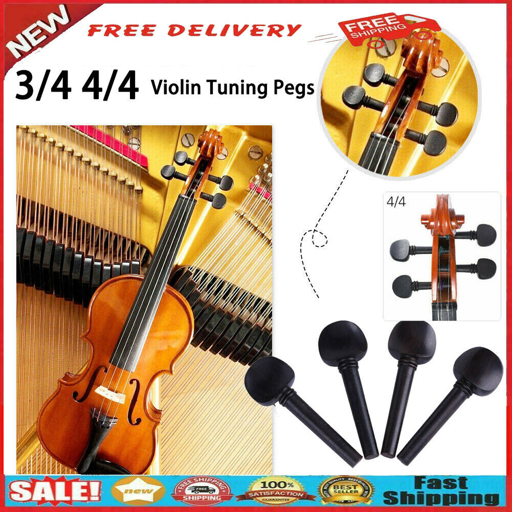 4pcs 4/4 Size Violin Tuning Pegs Ebony Violin Peg Musical Instrument Part Kit