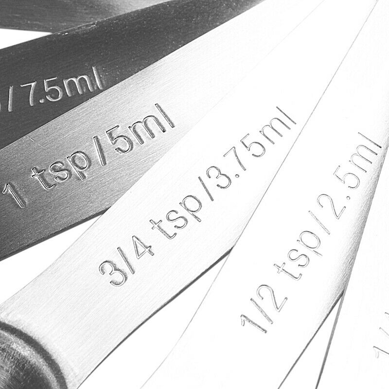 Chef Measu Spoons, Heavy Duty Round Stainless Steel Metal, for Dry or Liquid -C4