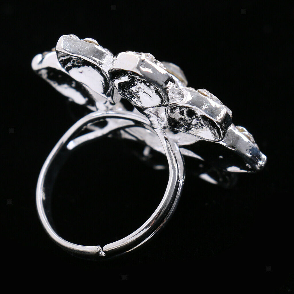 Fashion Diamante Rhinestone Flower Wedding Party Christmas Ring Copper Ring