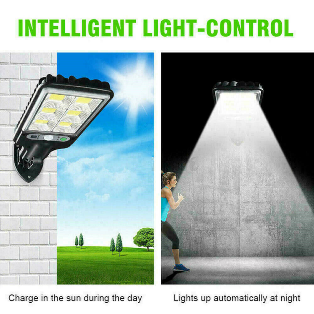 Solar LED Street Light Motion Sensor Remote Control Wall Yard Outdoor Lamp New