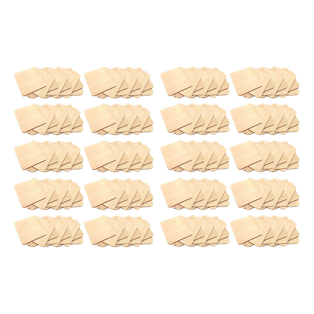 200Pcs Square Natural Smooth Wooden Pieces Wood Board DIY Craft 0.8inch