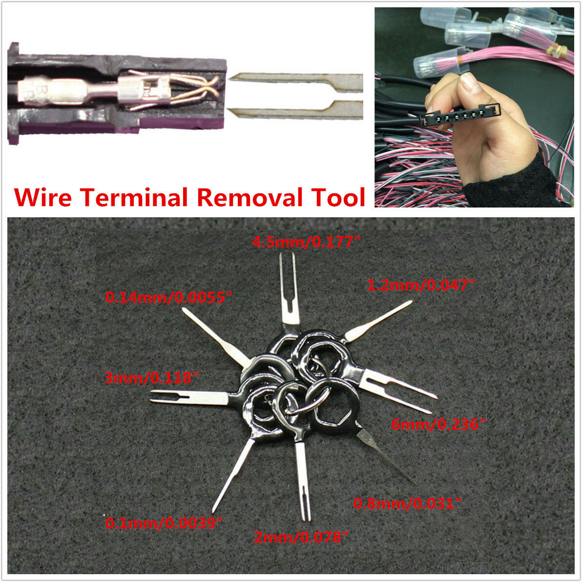 8xTerminal Removal Tool Car Electrical Wiring Connector Extractor Puller Pin Key