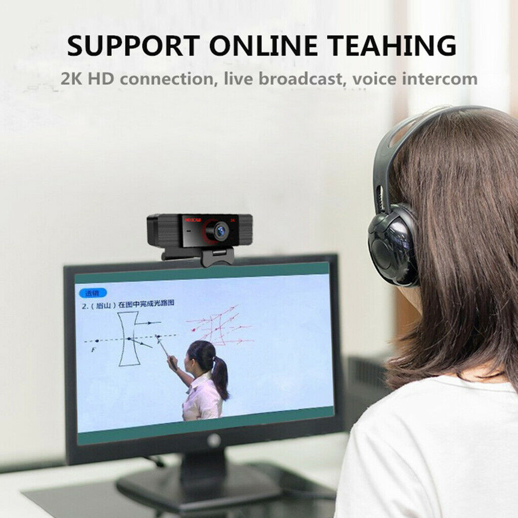 2K USB 2.0 Webcam with Mic for Video Calling Conference Gaming PC Computer