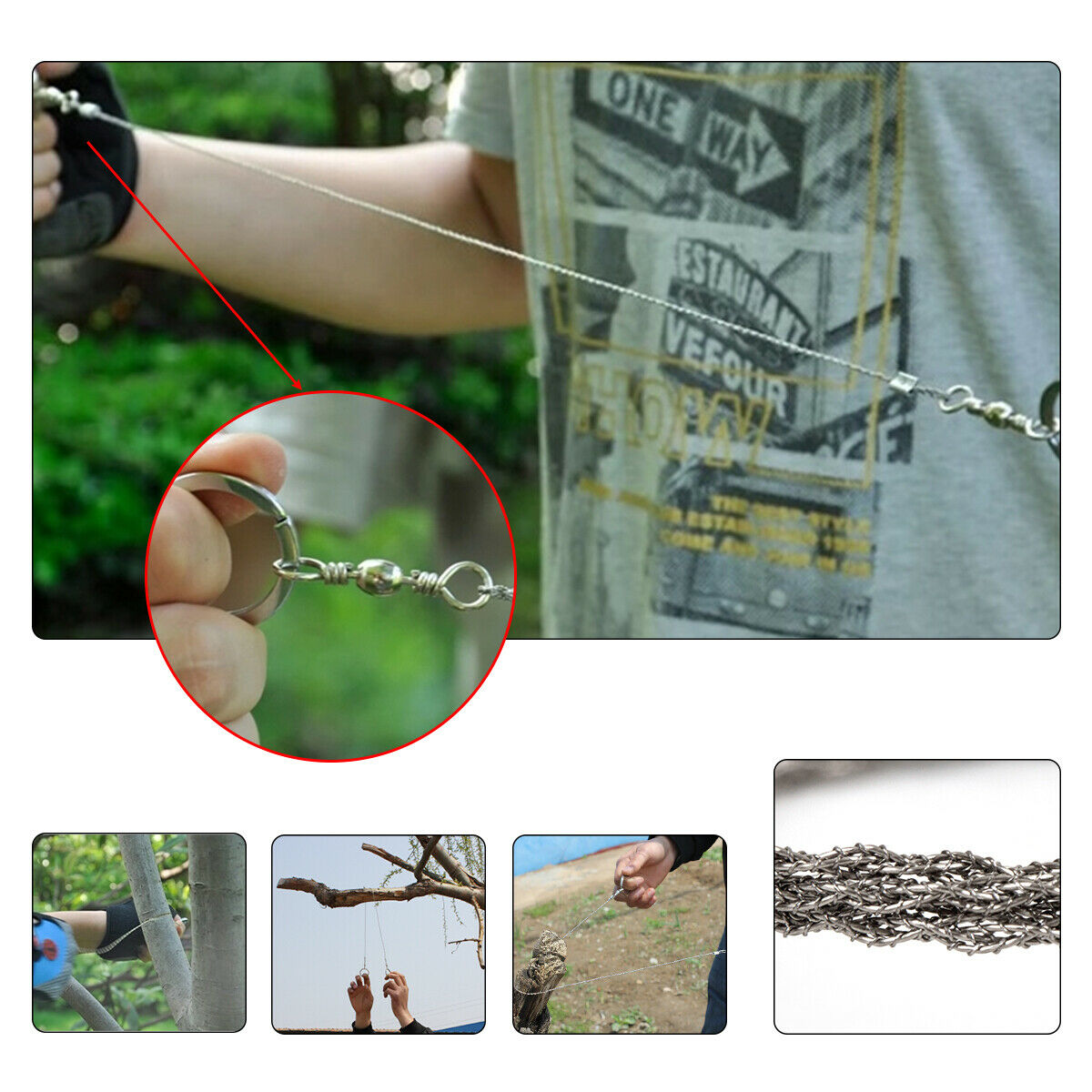 Survival Wire Saw Hand Pocket Steel Chain Wire Saw Camping Outdoor Emergency Kit