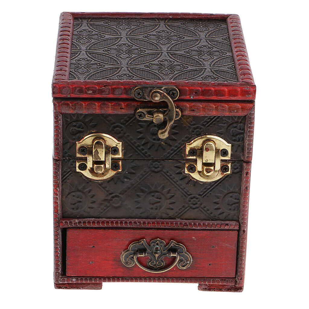 Retro Wood Jewelry Box Necklace Bracelet Storage Organizer Gift Box 14x12cm