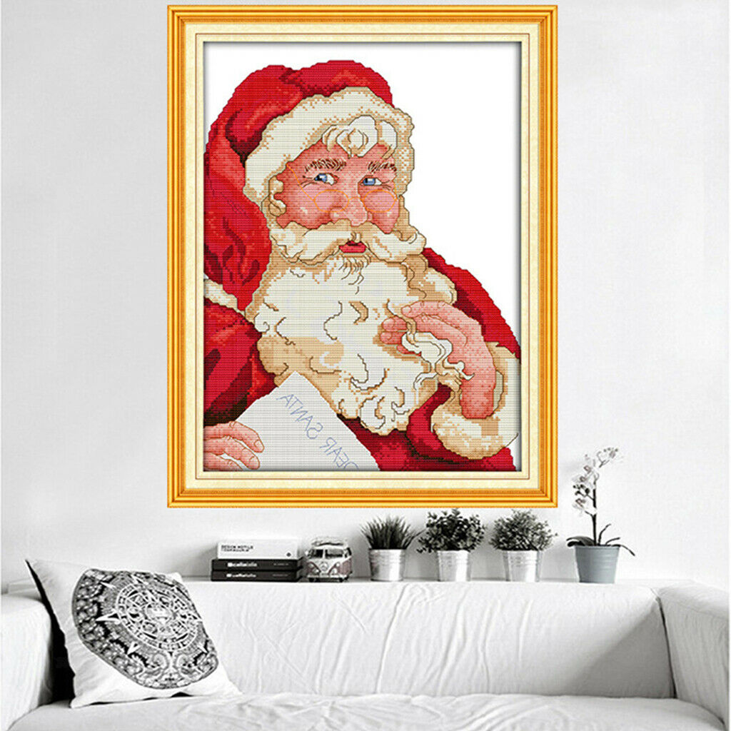 Santa Claus Pattern Stamped Cross Stitch Kit Needlework Craft 14CT 31x41cm