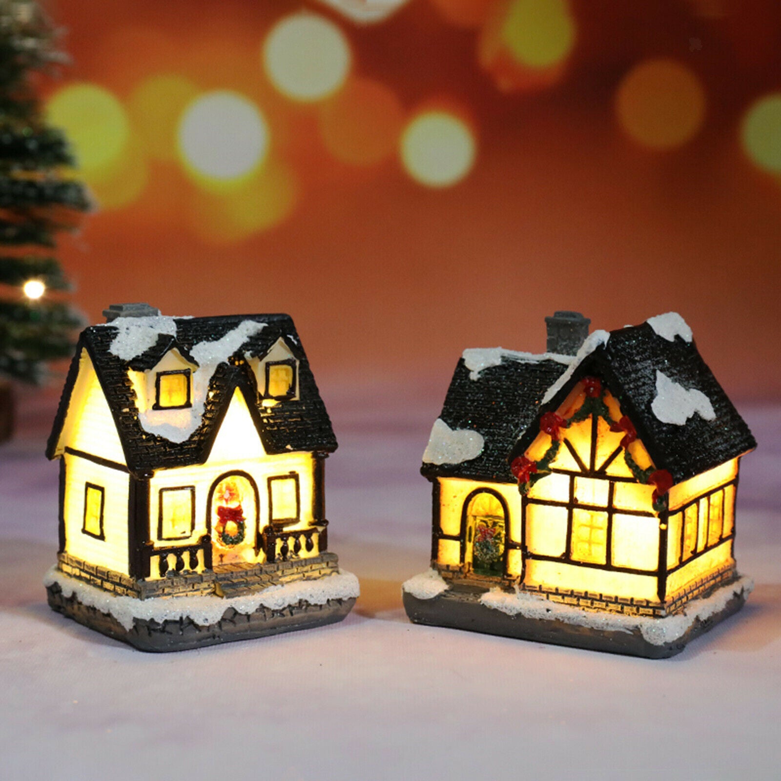 6/Set Hand-Painted Tabletop Christmas Village Countryside Town Farhouse