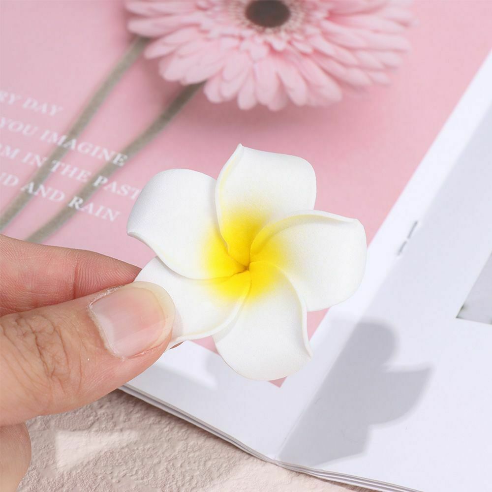 Girl Gift Simulation Hair Clip Beach Seaside White Plumeria Hairpin Flower