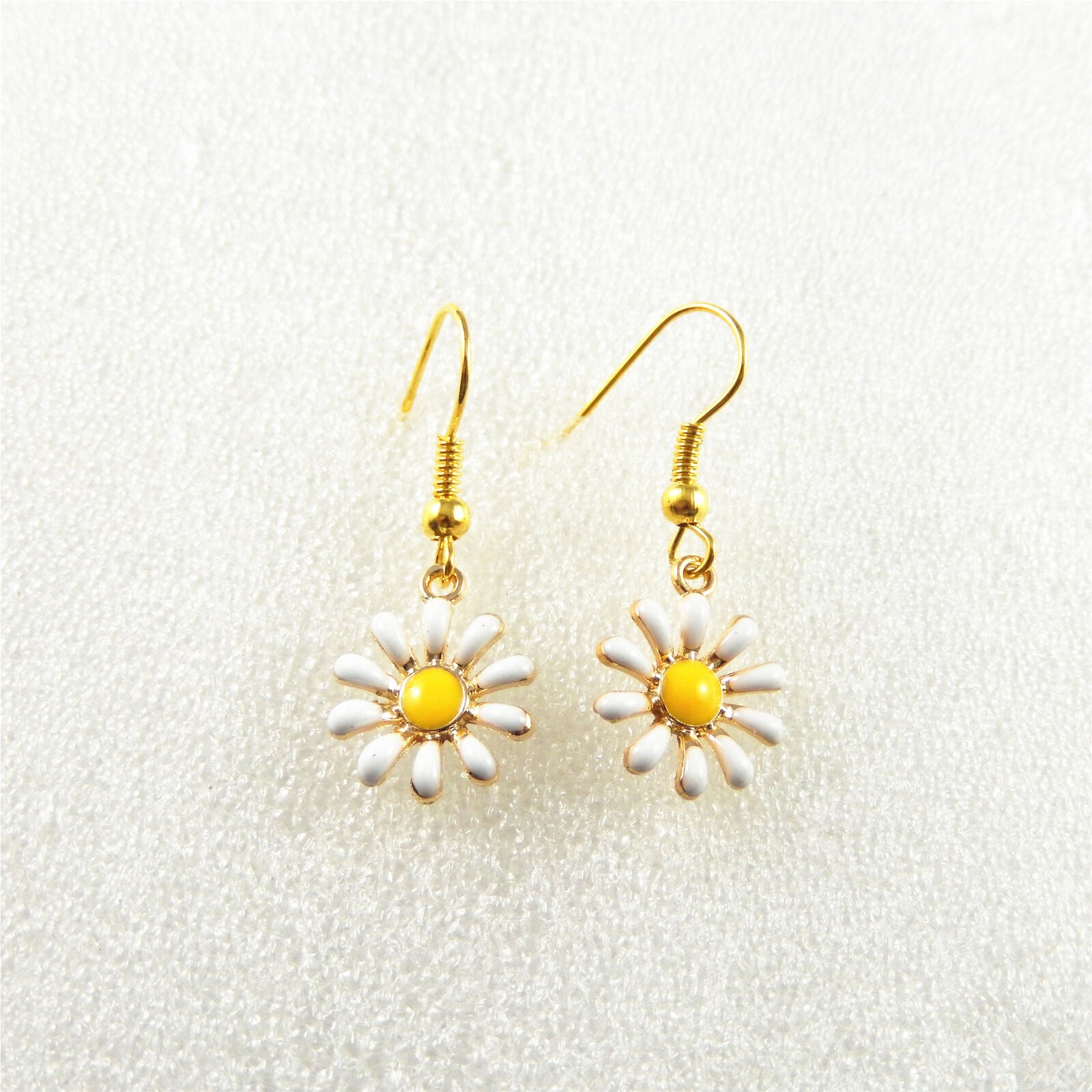 1 Pair Golden Alloy Ear Hook Sun Flower Earrings Dangle Jewelry French Ear Wire