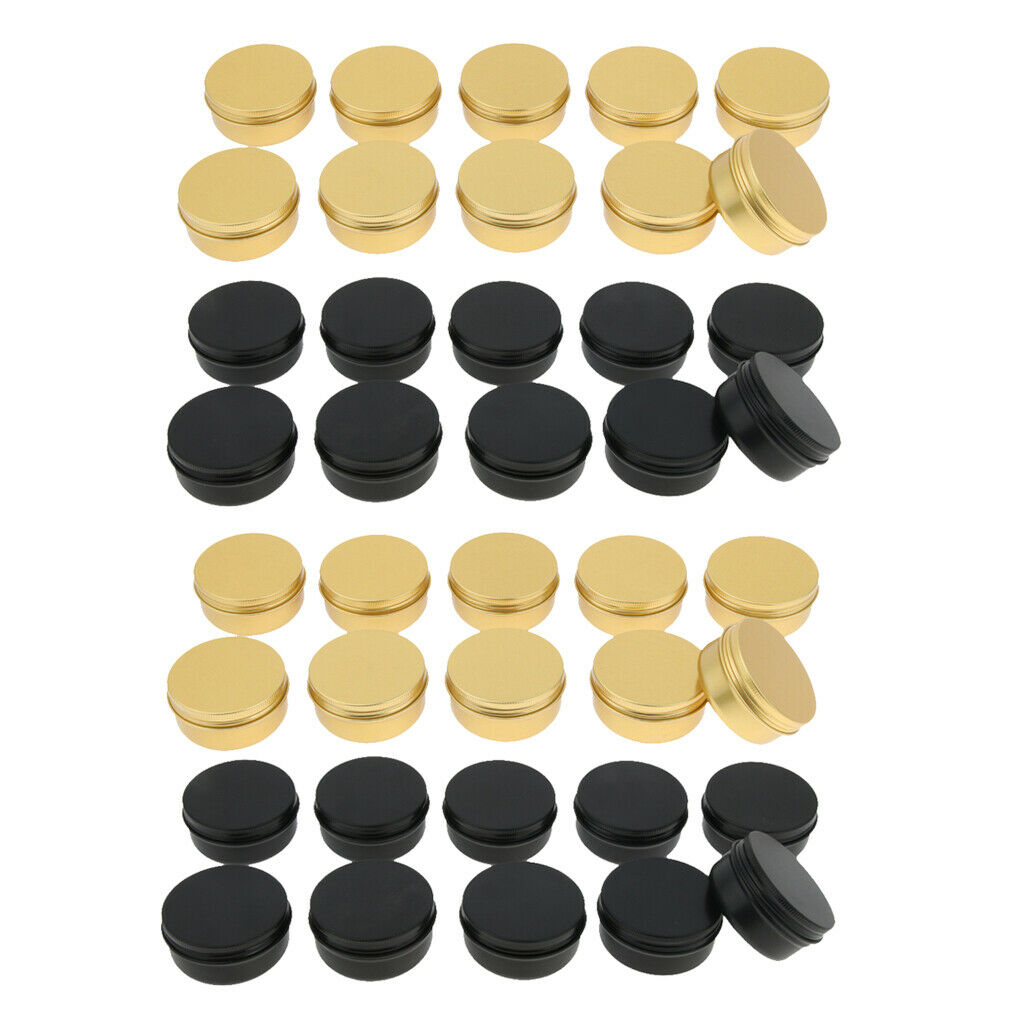 40x Metal Tin Jars Screw Top Cosmetic Container Travel Food Box with Lids