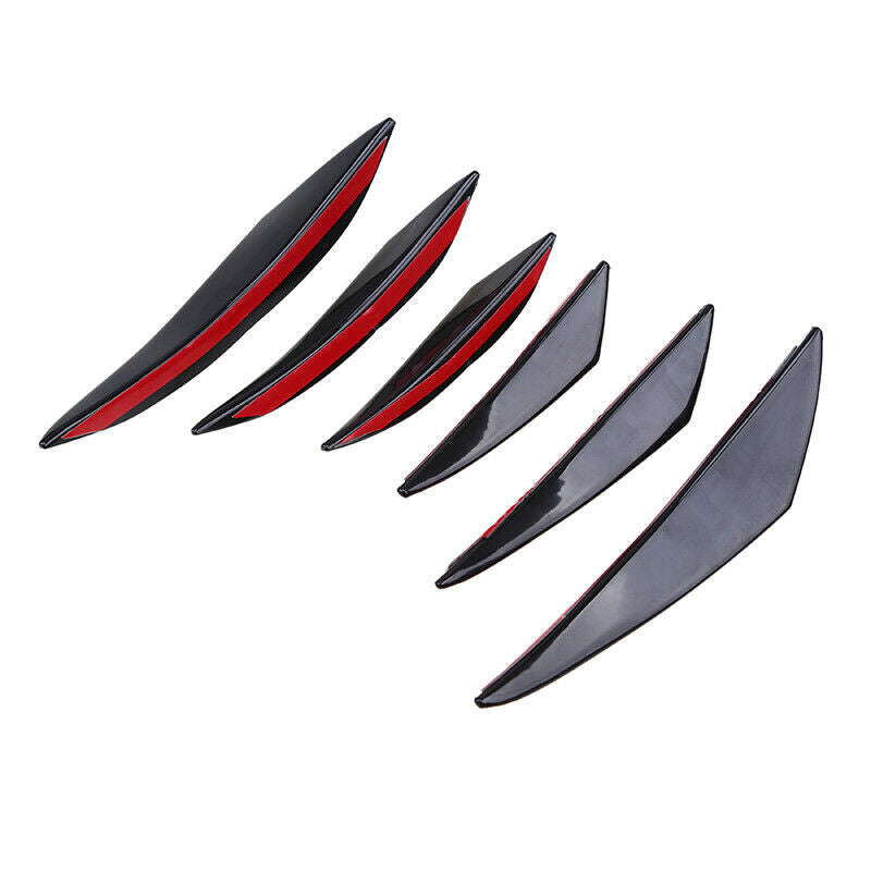 6pcs Universal Car Bumper Shark Fin Canard Splitter Diffuser Valence Spoiler Lip