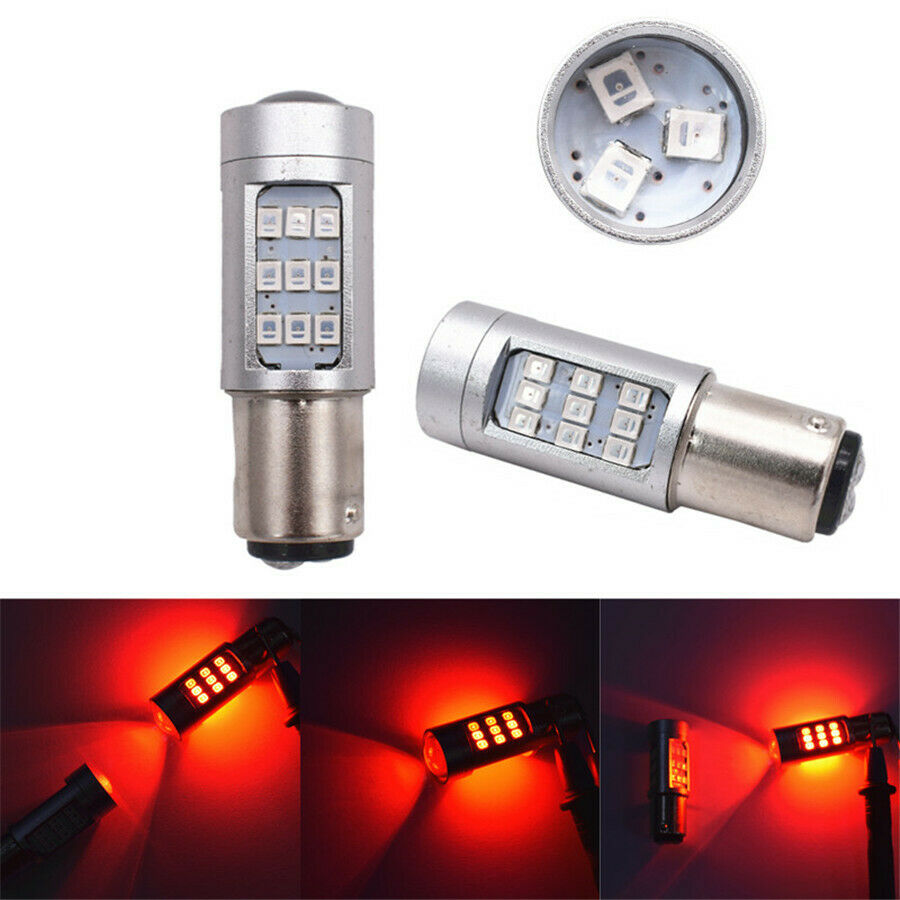 2Pcs 1157 30SMD Red LED Flash Strobe Blinking Alert Safety Brake Tail Stop Light