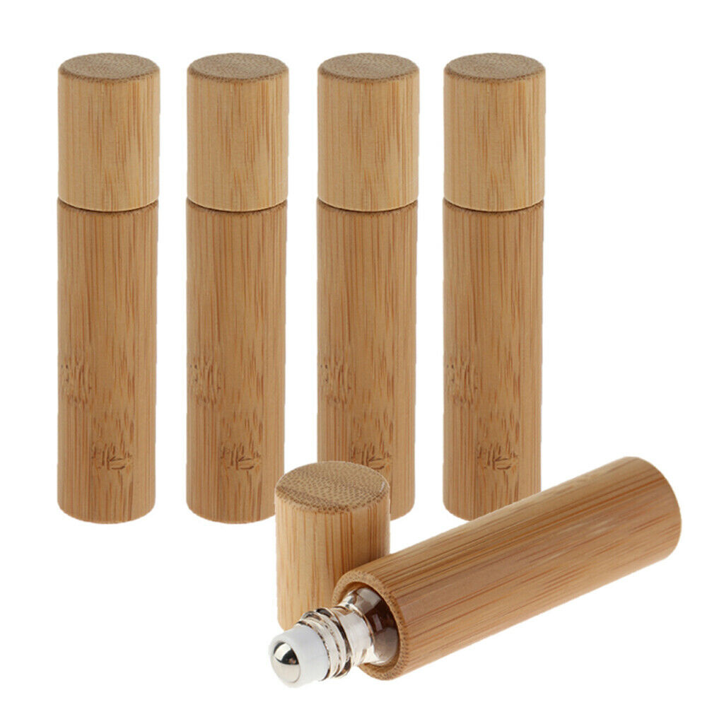 5x 10ml Natural Bamboo Perfume Essential Oil Roller Bottles Roll On Bottle