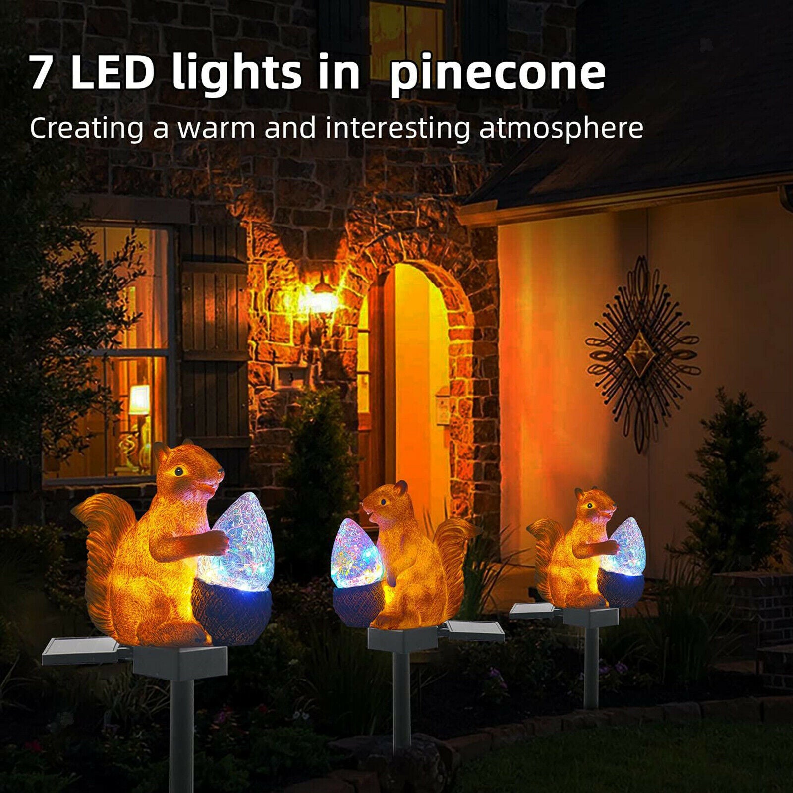 Squirrel Solar Garden Stake Lights IP65 for Yard Christmas Party Decor